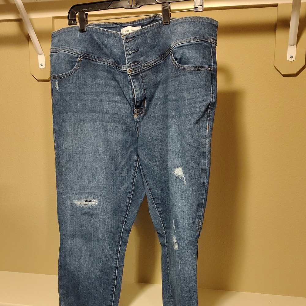 Lane Bryant Medium Blue High-Rise Distressed Skinny Jeans